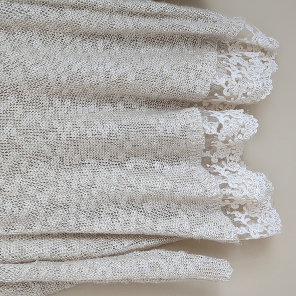 QED London M/L Lace Bottom M/L Cream Ivory Open Knit Sweater Top - Picture 6 of 15